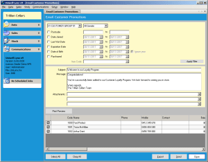 Uniwell Lynx Email Customer Promotions screen
